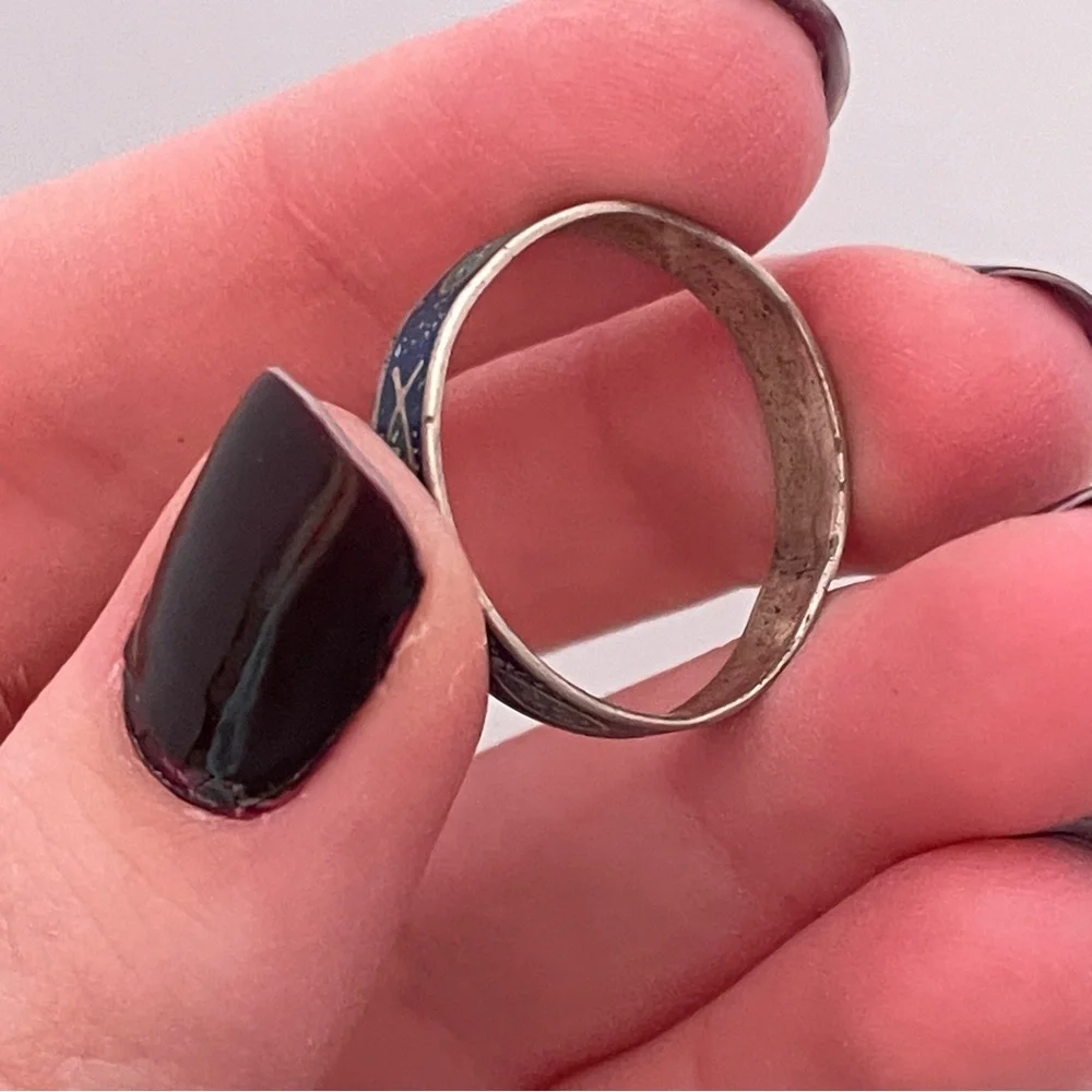 Vintage Jesus Fish Enamel Silver Tone Mermaid Core Summer Beach Religious Ring